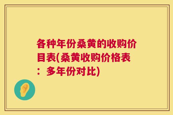 各种年份桑黄的收购价目表(桑黄收购价格表:多年份对比) 各种年份桑黄的收购价目表(桑黄收购价格表:多年份对比)