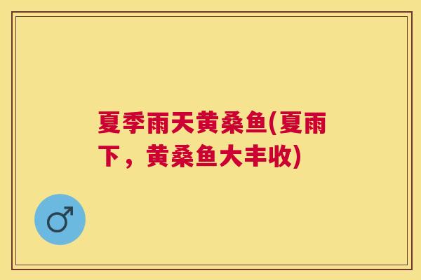 夏季雨天黄桑鱼(夏雨下,黄桑鱼大丰收) 夏季雨天黄桑鱼(夏雨下,黄桑鱼大丰收)