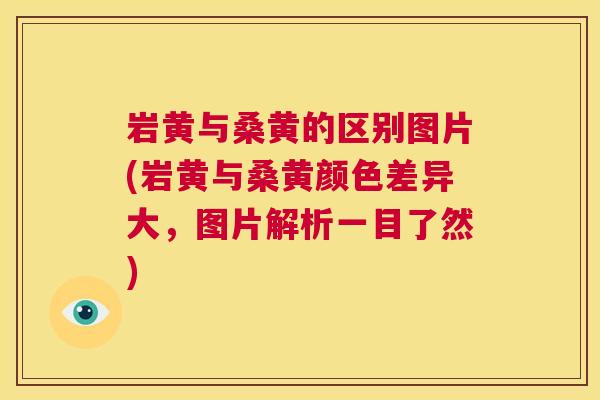 岩黄与桑黄的区别图片(岩黄与桑黄颜色差异大,图片解析一目了然) 岩黄与桑黄的区别图片(岩黄与桑黄颜色差异大,图片解析一目了然)