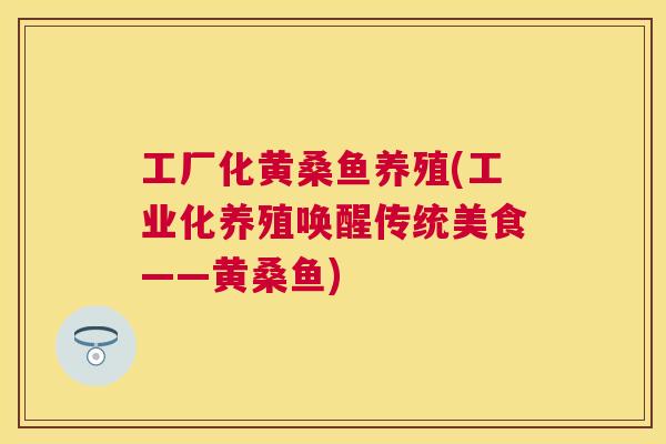 工厂化黄桑鱼养殖(工业化养殖唤醒传统美食——黄桑鱼) 工厂化黄桑鱼养殖(工业化养殖唤醒传统美食——黄桑鱼)