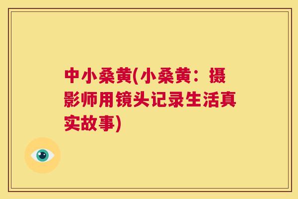 中小桑黄(小桑黄:摄影师用镜头记录生活真实故事) 中小桑黄(小桑黄:摄影师用镜头记录生活真实故事)