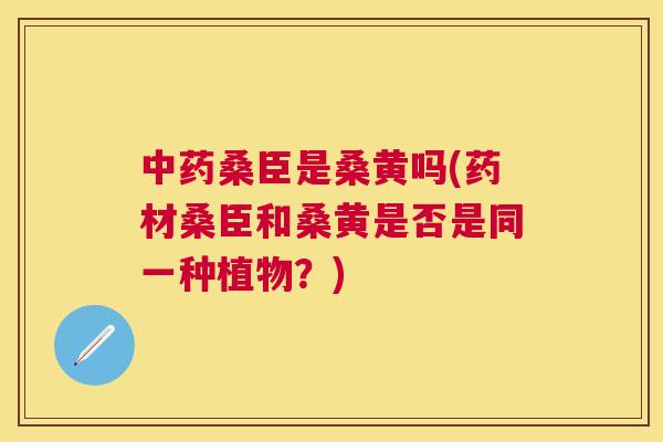 桑臣是桑黄吗(药材桑臣和桑黄是否是同一种植物?) 桑臣是桑黄吗(药材桑臣和桑黄是否是同一种植物?)