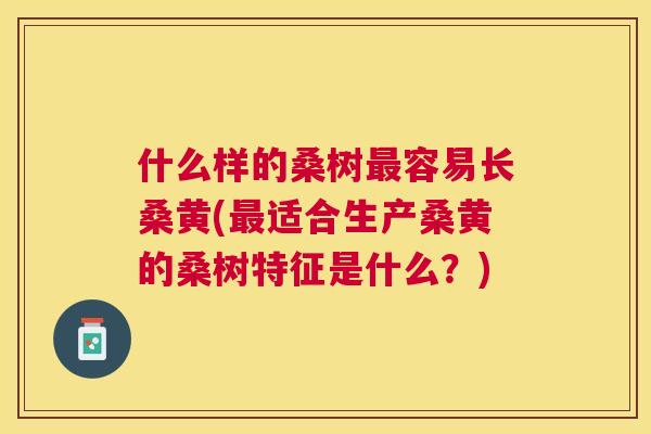 什么样的桑树容易长桑黄(适合生产桑黄的桑树特征是什么?) 什么样的桑树容易长桑黄(适合生产桑黄的桑树特征是什么?)