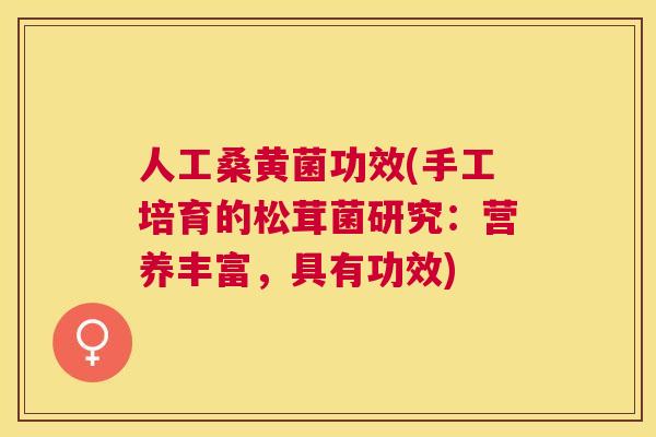 人工桑黄菌功效(手工培育的松茸菌研究:营养丰富,具有功效) 人工桑黄菌功效(手工培育的松茸菌研究:营养丰富,具有功效)