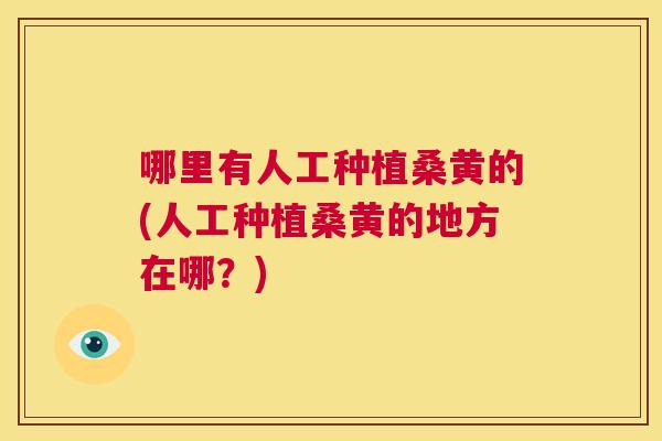 哪里有人工种植桑黄的(人工种植桑黄的地方在哪?) 哪里有人工种植桑黄的(人工种植桑黄的地方在哪?)