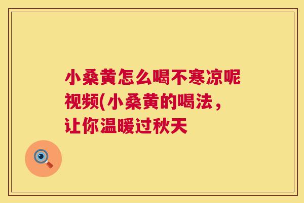 小桑黄怎么喝不寒凉呢视频(小桑黄的喝法,让你温暖过秋天 小桑黄怎么喝不寒凉呢视频(小桑黄的喝法,让你温暖过秋天