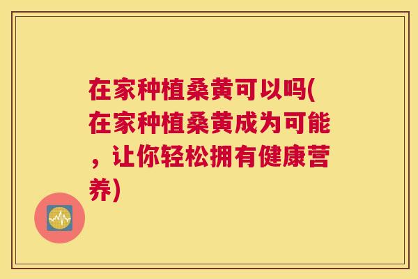 在家种植桑黄可以吗(在家种植桑黄成为可能,让你轻松拥有健康营养) 在家种植桑黄可以吗(在家种植桑黄成为可能,让你轻松拥有健康营养)