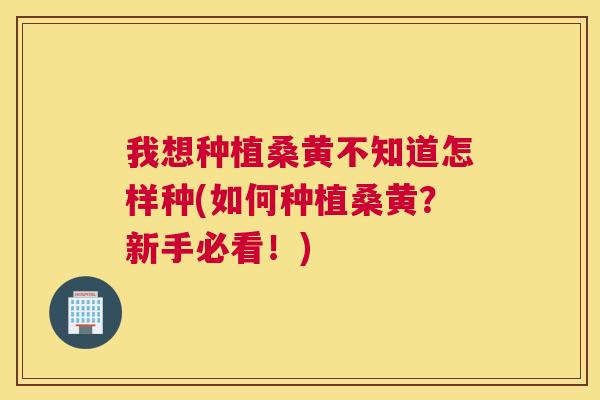 我想种植桑黄不知道怎样种(如何种植桑黄?新手必看!) 我想种植桑黄不知道怎样种(如何种植桑黄?新手必看!)
