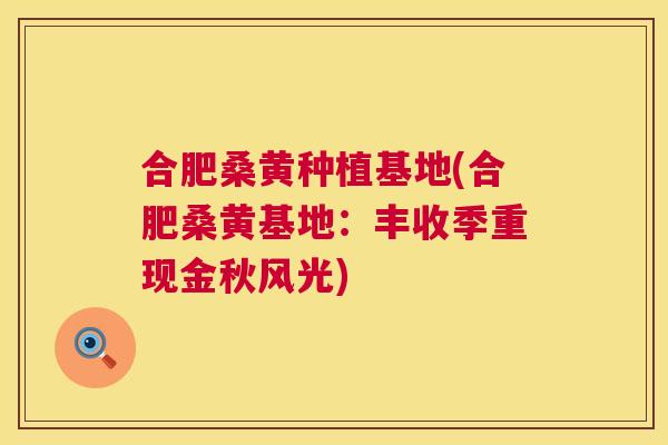 合肥桑黄种植基地(合肥桑黄基地:丰收季重现金秋风光) 合肥桑黄种植基地(合肥桑黄基地:丰收季重现金秋风光)