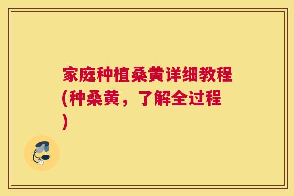 家庭种植桑黄详细教程(种桑黄,了解全过程) 家庭种植桑黄详细教程(种桑黄,了解全过程)