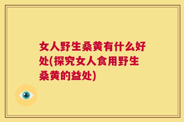 女人野生桑黄有什么好处(探究女人食用野生桑黄的益处) 女人野生桑黄有什么好处(探究女人食用野生桑黄的益处)