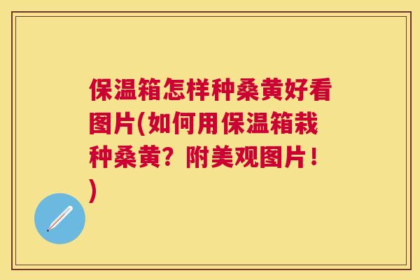保温箱怎样种桑黄好看图片(如何用保温箱栽种桑黄？附美观图片！)
