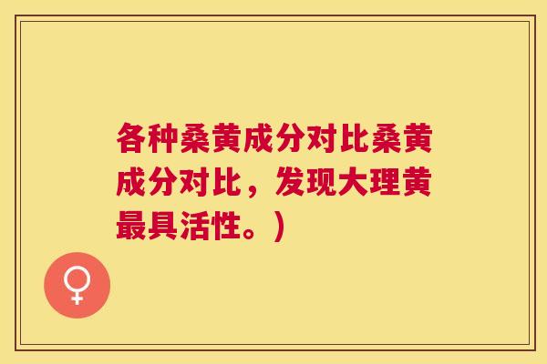 各种桑黄成分对比桑黄成分对比,发现大理黄具活性。) 各种桑黄成分对比桑黄成分对比,发现大理黄具活性。)