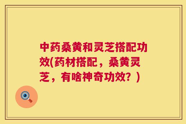桑黄和灵芝搭配功效(药材搭配,桑黄灵芝,有啥神奇功效?) 桑黄和灵芝搭配功效(药材搭配,桑黄灵芝,有啥神奇功效?)