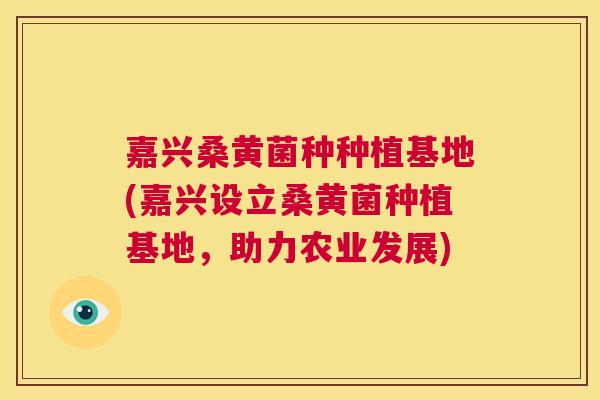 嘉兴桑黄菌种种植基地(嘉兴设立桑黄菌种植基地,助力农业发展) 嘉兴桑黄菌种种植基地(嘉兴设立桑黄菌种植基地,助力农业发展)