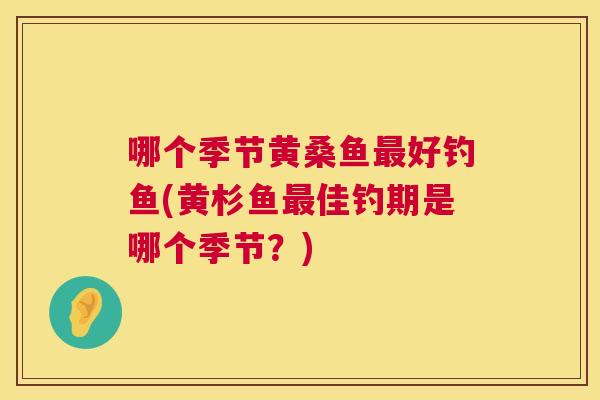哪个季节黄桑鱼好钓鱼(黄杉鱼佳钓期是哪个季节?) 哪个季节黄桑鱼好钓鱼(黄杉鱼佳钓期是哪个季节?)