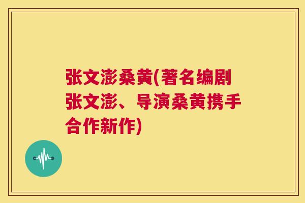 张文澎桑黄(著名编剧张文澎、导演桑黄携手合作新作) 张文澎桑黄(著名编剧张文澎、导演桑黄携手合作新作)