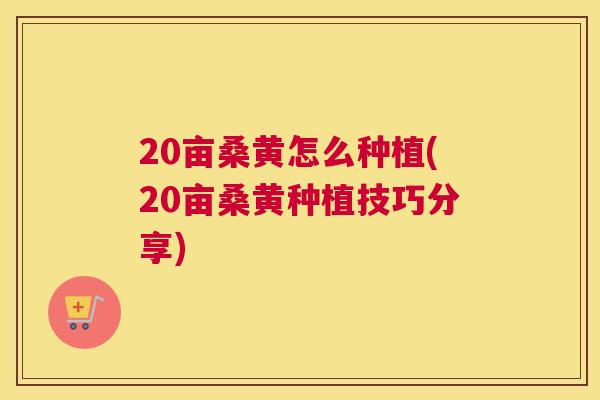 20亩桑黄怎么种植(20亩桑黄种植技巧分享) 20亩桑黄怎么种植(20亩桑黄种植技巧分享)