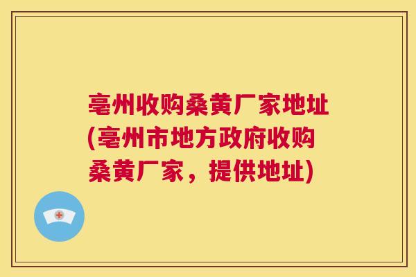 亳州收购桑黄厂家地址(亳州市地方政府收购桑黄厂家,提供地址) 亳州收购桑黄厂家地址(亳州市地方政府收购桑黄厂家,提供地址)