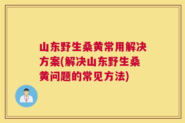 山东野生桑黄常用解决方案(解决山东野生桑黄问题的常见方法) 山东野生桑黄常用解决方案(解决山东野生桑黄问题的常见方法)