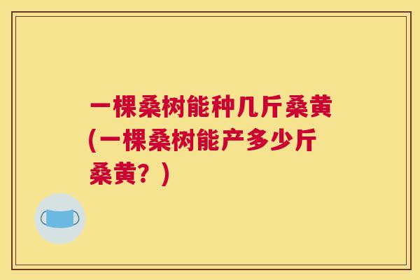 一棵桑树能种几斤桑黄(一棵桑树能产多少斤桑黄?) 一棵桑树能种几斤桑黄(一棵桑树能产多少斤桑黄?)