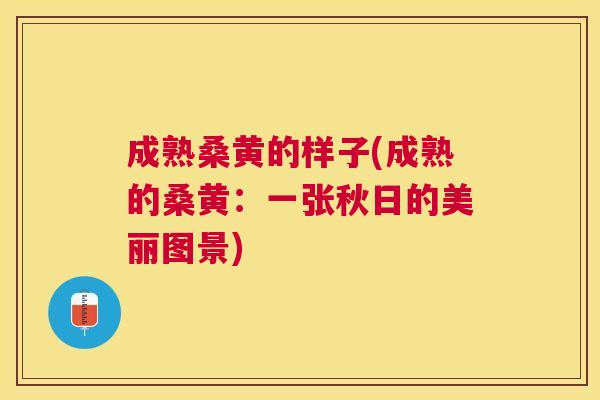 成熟桑黄的样子(成熟的桑黄:一张秋日的美丽图景) 成熟桑黄的样子(成熟的桑黄:一张秋日的美丽图景)