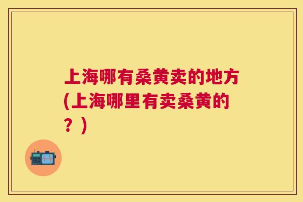 上海哪有桑黄卖的地方(上海哪里有卖桑黄的?) 上海哪有桑黄卖的地方(上海哪里有卖桑黄的?)