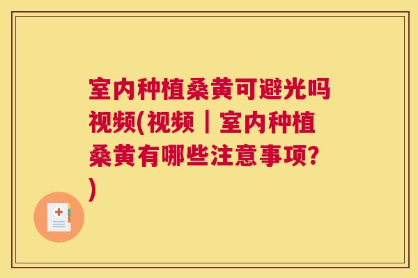 室内种植桑黄可避光吗视频(视频|室内种植桑黄有哪些注意事项?) 室内种植桑黄可避光吗视频(视频|室内种植桑黄有哪些注意事项?)