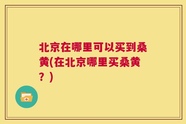 北京在哪里可以买到桑黄(在北京哪里买桑黄？)