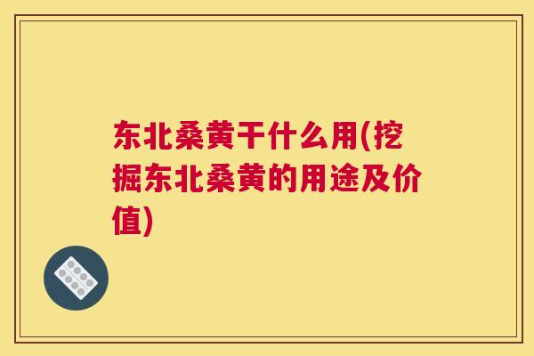 东北桑黄干什么用(挖掘东北桑黄的用途及价值) 东北桑黄干什么用(挖掘东北桑黄的用途及价值)
