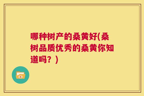 哪种树产的桑黄好(桑树品质优秀的桑黄你知道吗?) 哪种树产的桑黄好(桑树品质优秀的桑黄你知道吗?)