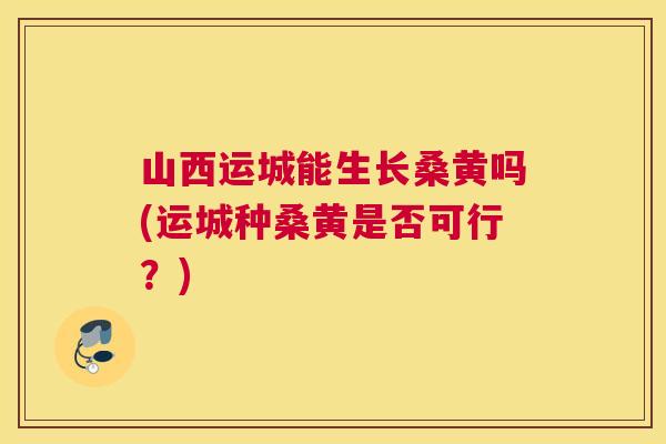 山西运城能生长桑黄吗(运城种桑黄是否可行?) 山西运城能生长桑黄吗(运城种桑黄是否可行?)