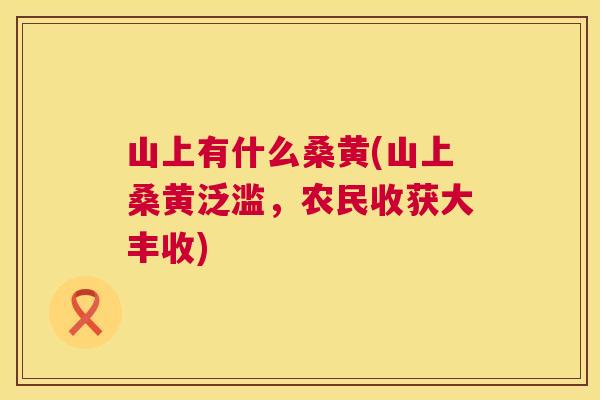 山上有什么桑黄(山上桑黄泛滥，农民收获大丰收)