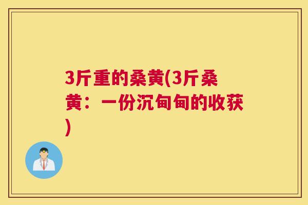 3斤重的桑黄(3斤桑黄:一份沉甸甸的收获) 3斤重的桑黄(3斤桑黄:一份沉甸甸的收获)