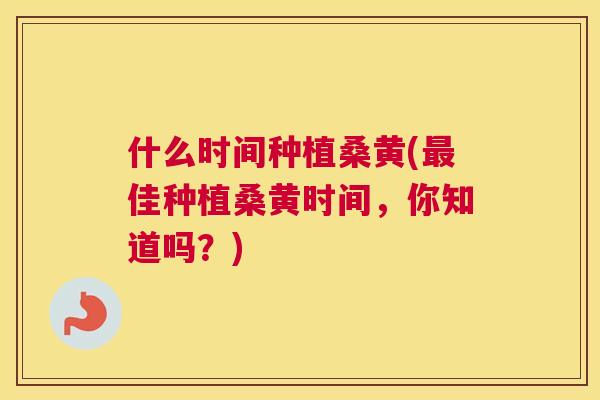 什么时间种植桑黄(佳种植桑黄时间,你知道吗?) 什么时间种植桑黄(佳种植桑黄时间,你知道吗?)