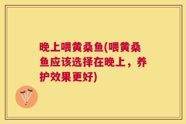 晚上喂黄桑鱼(喂黄桑鱼应该选择在晚上,养护效果更好) 晚上喂黄桑鱼(喂黄桑鱼应该选择在晚上,养护效果更好)