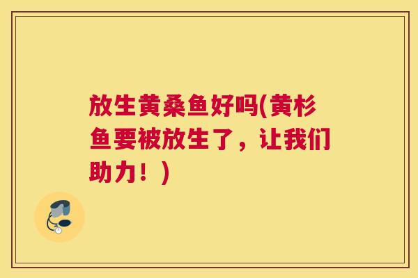 放生黄桑鱼好吗(黄杉鱼要被放生了,让我们助力!) 放生黄桑鱼好吗(黄杉鱼要被放生了,让我们助力!)