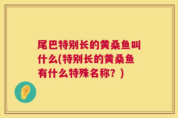 尾巴特别长的黄桑鱼叫什么(特别长的黄桑鱼有什么特殊名称?) 尾巴特别长的黄桑鱼叫什么(特别长的黄桑鱼有什么特殊名称?)