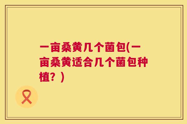 一亩桑黄几个菌包(一亩桑黄适合几个菌包种植?) 一亩桑黄几个菌包(一亩桑黄适合几个菌包种植?)
