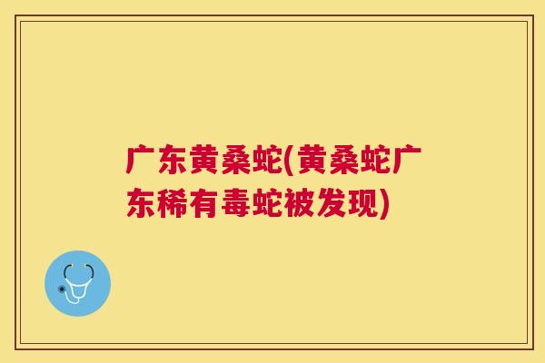 广东黄桑蛇(黄桑蛇广东稀有毒蛇被发现) 广东黄桑蛇(黄桑蛇广东稀有毒蛇被发现)