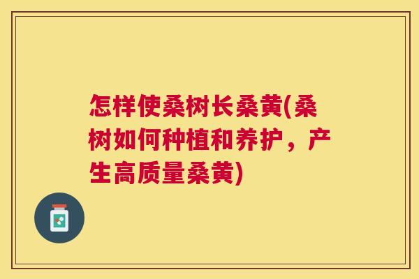 怎样使桑树长桑黄(桑树如何种植和养护,产生高质量桑黄) 怎样使桑树长桑黄(桑树如何种植和养护,产生高质量桑黄)