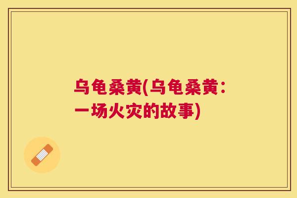 乌龟桑黄(乌龟桑黄:一场火灾的故事) 乌龟桑黄(乌龟桑黄:一场火灾的故事)