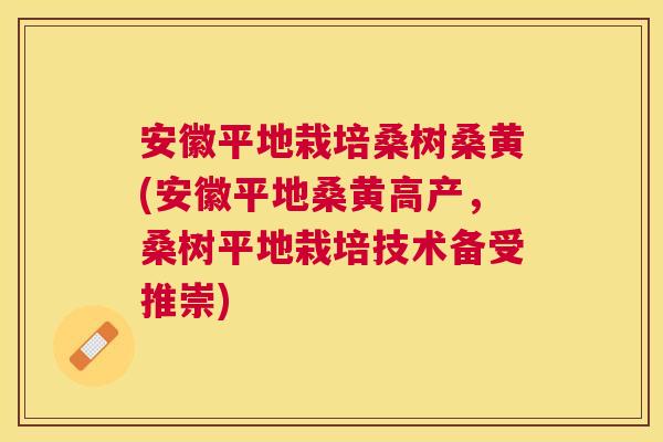 安徽平地栽培桑树桑黄(安徽平地桑黄高产,桑树平地栽培技术备受推崇) 安徽平地栽培桑树桑黄(安徽平地桑黄高产,桑树平地栽培技术备受推崇)