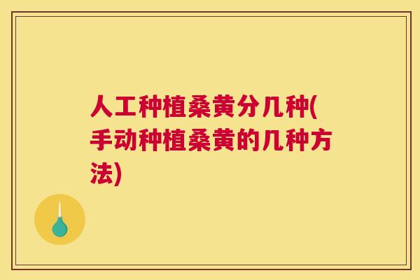 人工种植桑黄分几种(手动种植桑黄的几种方法)