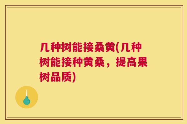 几种树能接桑黄(几种树能接种黄桑,提高果树品质) 几种树能接桑黄(几种树能接种黄桑,提高果树品质)