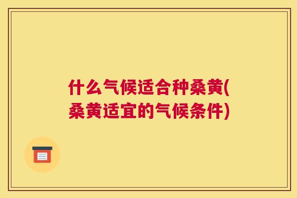什么气候适合种桑黄(桑黄适宜的气候条件) 什么气候适合种桑黄(桑黄适宜的气候条件)