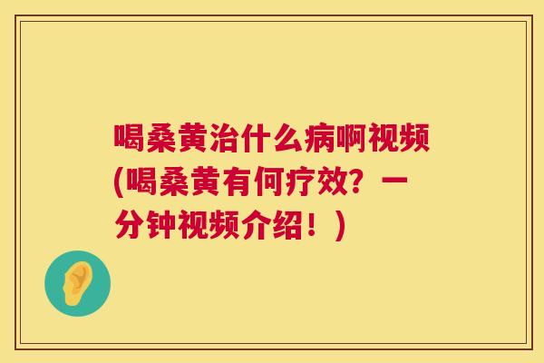 喝桑黄什么啊视频(喝桑黄有何疗效?一分钟视频介绍!) 喝桑黄什么啊视频(喝桑黄有何疗效?一分钟视频介绍!)