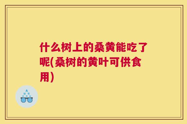 什么树上的桑黄能吃了呢(桑树的黄叶可供食用) 什么树上的桑黄能吃了呢(桑树的黄叶可供食用)
