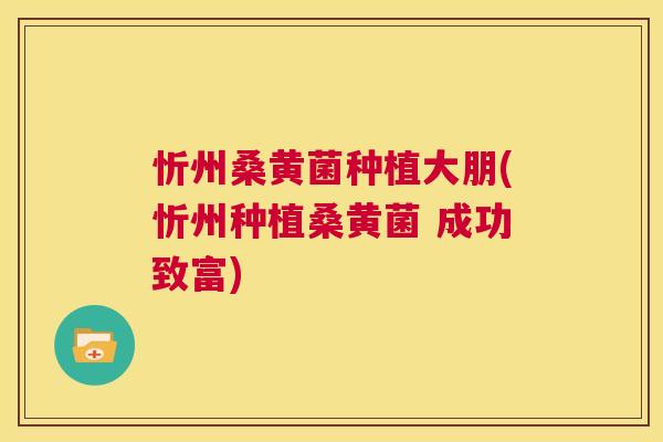 忻州桑黄菌种植大朋(忻州种植桑黄菌 成功致富) 忻州桑黄菌种植大朋(忻州种植桑黄菌 成功致富)