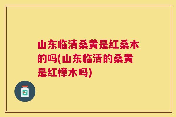 山东临清桑黄是红桑木的吗(山东临清的桑黄是红樟木吗) 山东临清桑黄是红桑木的吗(山东临清的桑黄是红樟木吗)